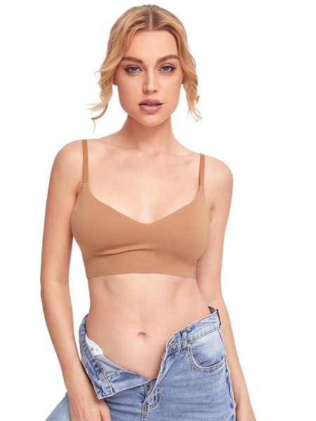 

solid seamless high stretch microfiber bra m7xw#, Black;red