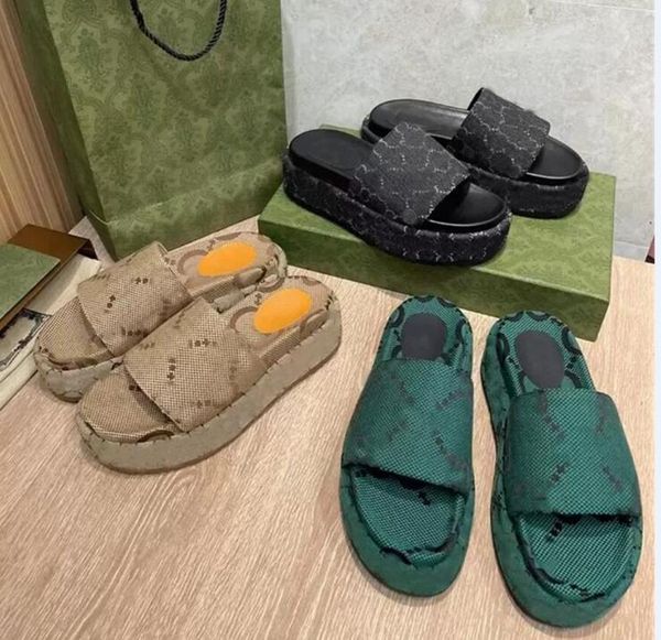

classic slippersthick bottom beach slippers fashion summer men cartoon slippers outdoor platform alphabet lady sandals leather high heels de, Black