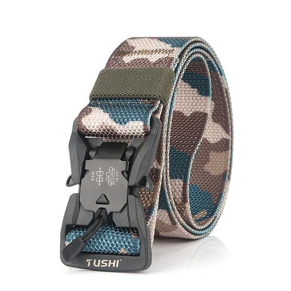 

belts outdoor tactical belt military training magnetic quick release buckle nylon camouflage men's, Black;brown
