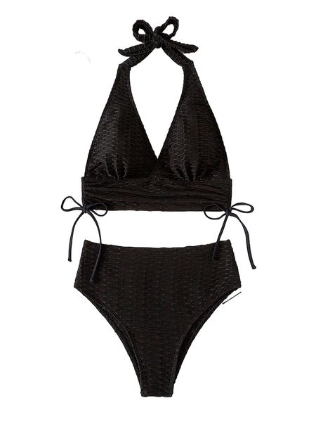 

drawstring side h.alter bikini swimsuit 34ky#, White;black