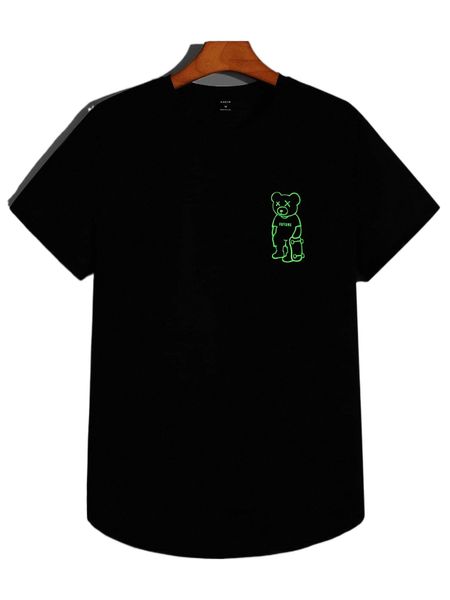 

men reflective bear print tee j1ts#, White;black