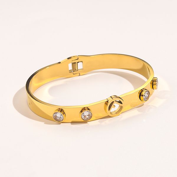 

designer branded bracelets women bangle luxury designers letter bracelet crystal 18k gold plated stainless steel wedding lovers gift jewelry, Black