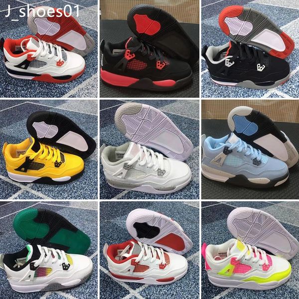 

2022 children basketball 4s kids athletic white red athletic shoes for boys and girl size 28-35, Black