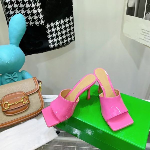 

wide head high-heeled slippers women's summer beach patent leather multicolor sandals cotton designer beautiful fashion 34-41, Black