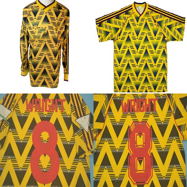 

91 92 93 retro soccer jerseys adams bergkamp henry vieira vintage maillot foot jersey yellow away long sleeve shirt for men short, Black;yellow