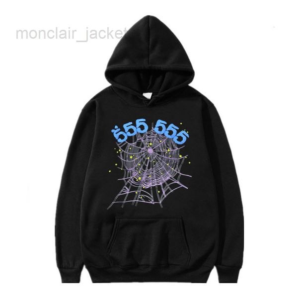 

spring designer pullover sp5der young thug hoodies senior classic leisure multicolor men shoe printing spider web sweatshirts size s-xl, Black