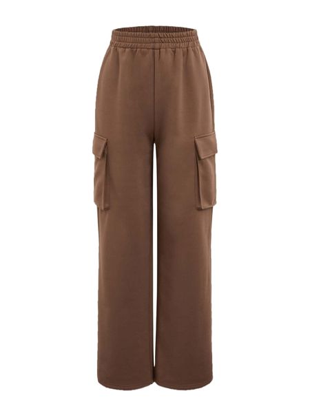 

flap pocket side elastic waist sweatpants 09in#, Black;white