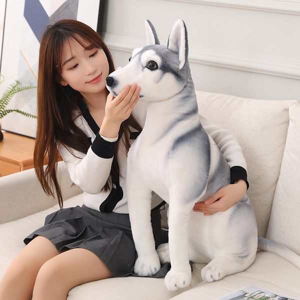 Simulation Tier Husky Plüsch Spielzeug Riesige Hund Puppe Lebensechte Haustier Welpen Spielzeug für Junge Mädchen Geburtstag Geschenk 35 zoll 90 cm DY10069