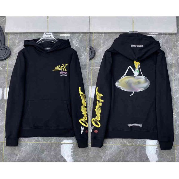 

men's casual hoodie large print style pure cotton 6npw, Black