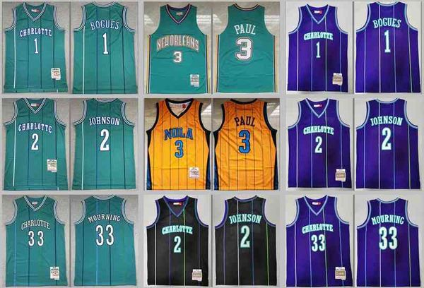 

basketball jerseys 3 paul 33 mourning 2 johnson 1 bogues jersey, Black