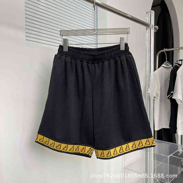 

men's shorts f's jacquard gold ribbon rib 5-point men's and women's casual shorts, White;black