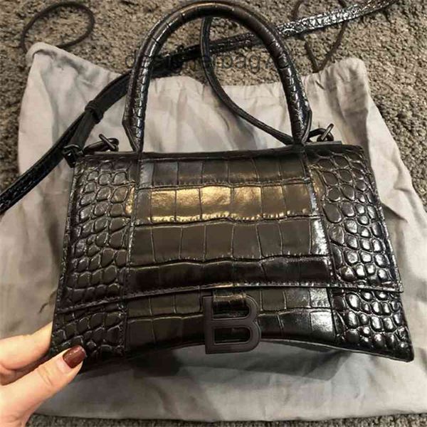 

bag balencaigaass women classic handbags version high hourglass bag b home leather crocodile 2022 fashion versatile one portable diagonal sh