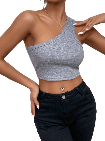 

one shoulder crop 06zc#, White