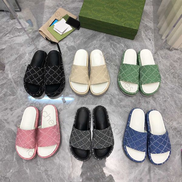 

platform designer slide slippers letter sandals thick bottom flat summer luxury slides for women rubber leather loafers ladies heightening, Black
