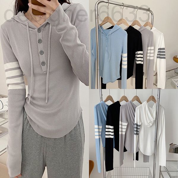 

women's sweaters designer spring and summer tb four bar hooded female slim waist curved hem pure wind long sleeve sunscreen 9njf, White;black