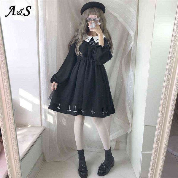 

nxy casual dress gothic lolita harajuku fashion cross cosplay female japanese soft sister style star tulle cute girl streetwear 0406, Black;gray