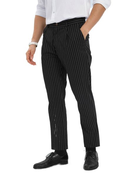 

men vertical striped plicated detail tailored pants c6uo#, Black