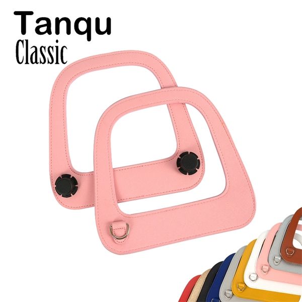 Tanqu Silver Gun Black D Ring Big Oblong Faux Edge Painting PU-Ledergriff für Standard Obag Classic Bag Body O Bag Parts 210302