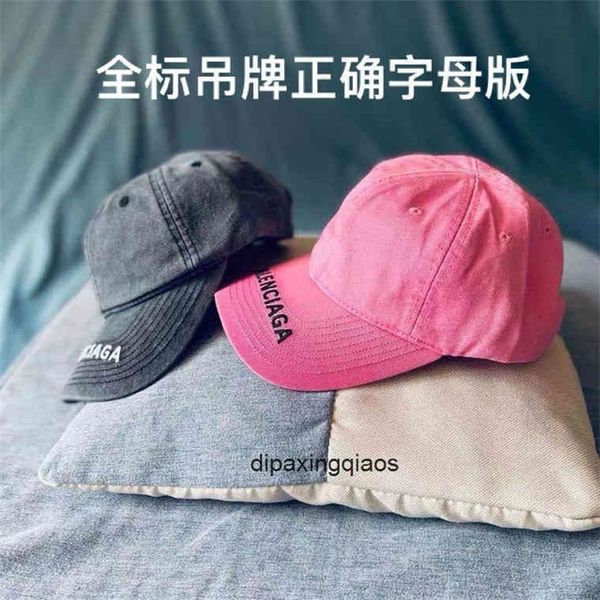 

designer balencaigass ball caps ball letter printed tide brand washed black used men's summer high-end duck tongue gradient pink sun vi, Blue;gray