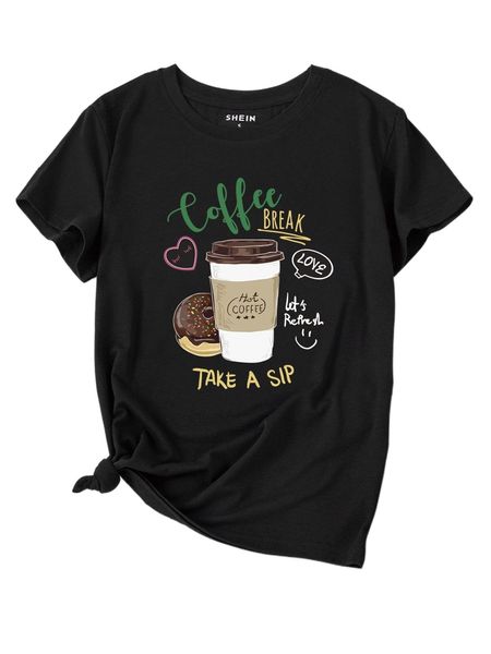 

coffee & slogan graphic tee s3un#, White