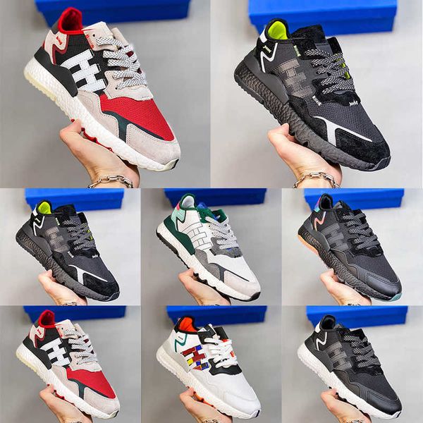 

running shoes nite jogger men women sneakers reflective sunset signal green time in core black ecru tint fashion sports mens trainers
