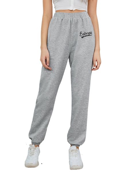 

letter graphic high waist sweatpants 17r0#, Black;white