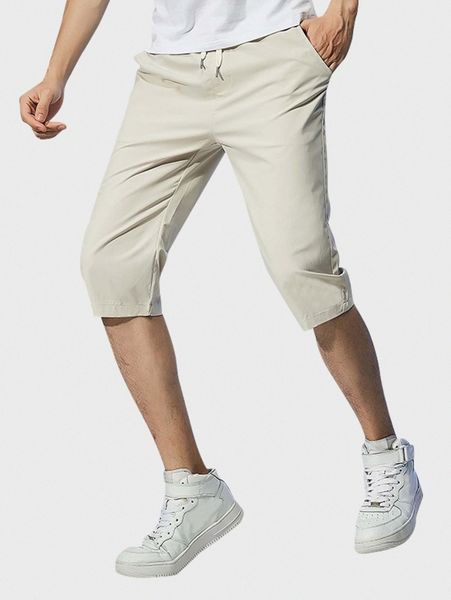 

men slant pocket drawstring waist shorts l9vt#, White;black