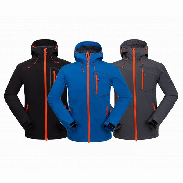 M-4xl Outdoor Mens Sports Jackets impermeáveis ​​para homem Campo de casca macia com capuz Camping Camping Windbreaker