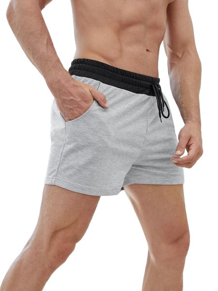 

men colorblock slant pocket sports shorts r1dr#, White;black