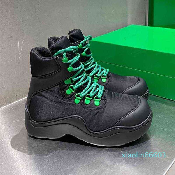 

fashion-candy colored muffin thick bottom increased waterproof mountaineering boots women's short boots lace up, Black