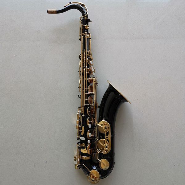 Professionelles Tenor-Saxophon in B-Dur aus schwarzem Nickel und Gold, vergoldet, feine Mustergravur, hochwertiges Jazz-Instrument