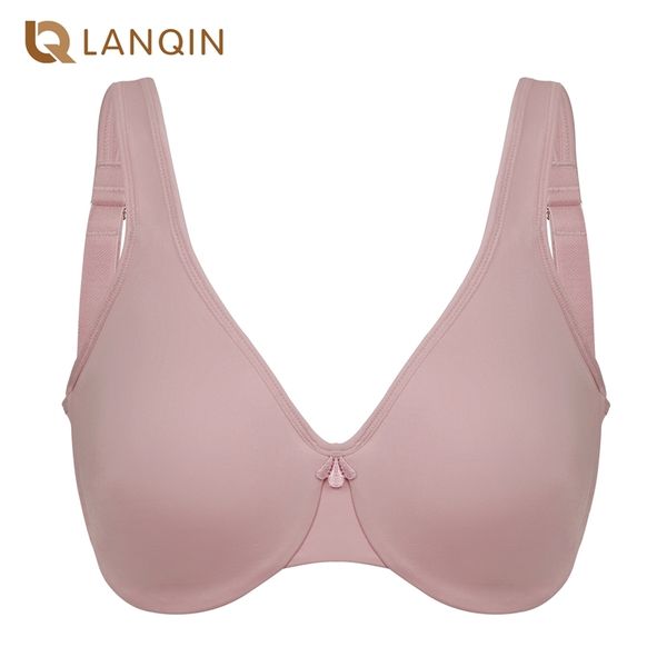 Feminino suave figura completa grandes bustos underwire bordado sem costura minimizador sutiã plus size 220519