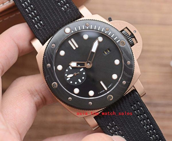 Klassische Multi-Style V7-Version Herren-Armbanduhren, 47 mm, schwarze Kohlefaser-Lünette, CAL.2555, Automatikwerk, automatisches Datum, Roségoldgehäuse, leuchtende Business-Herrenuhren