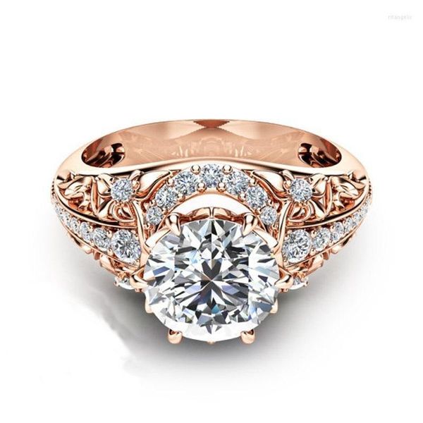 Anéis de casamento 2022 Micro revestido com 18 K de ouro rosa cor de ouro retro jóias anel de noivado para mulheres promessa rita22