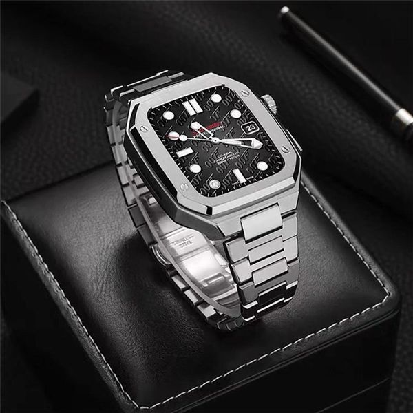 

for apple watch series 8 7 6 5 4 premium stainless steel ap mod kit armor protective case band strap bracelet cover iwatch 41mm 45mm
