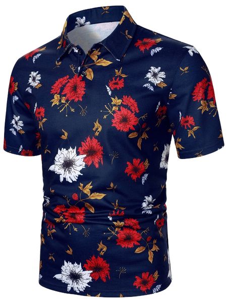 

men floral print polo shirt q8kj#, White;black