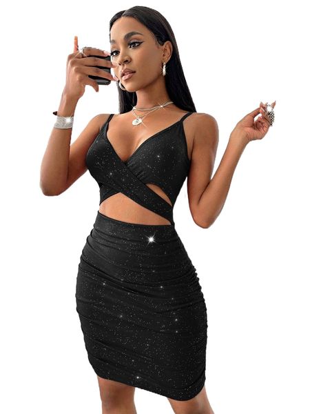 

criss cross ruched bodycon dress k1kq#, Black;gray