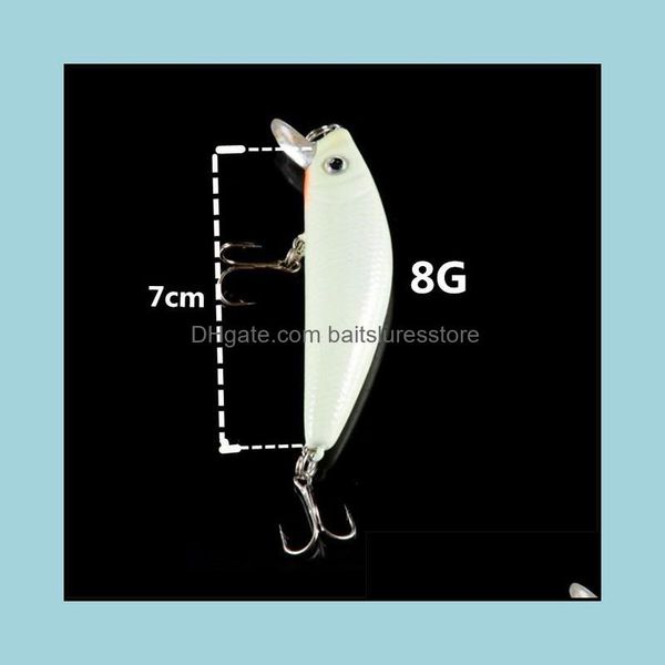 

baits lures fishing sports outdoors 1pcs 7cm 8g 3d luminous night minnow lure with 6 hooks isca artificial hard crankbaits bass pike carp