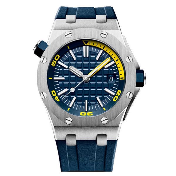 

2022 fashion mens automatic mechanical movement watches sapphire glass 5 atm waterproof rubber watchband diving super luminous u1 mens watch, Slivery;brown