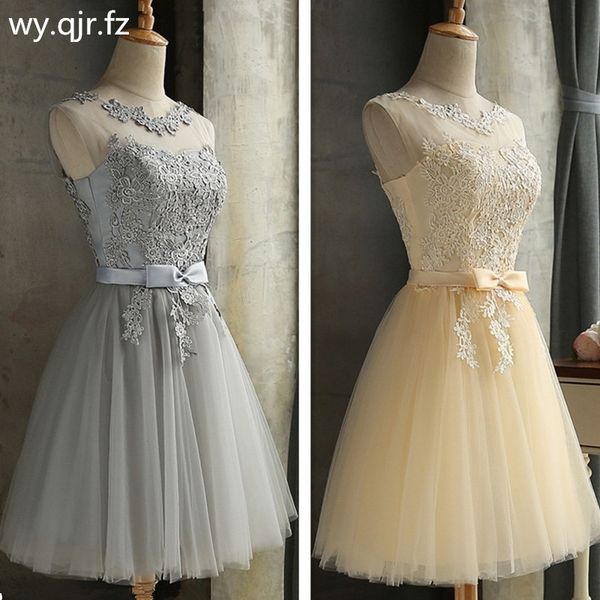 

hjzy65x#lace up champagne grey red short bridesmaid dresses wholesale wedding party dress girls prom gown wholesale y200109, White;black