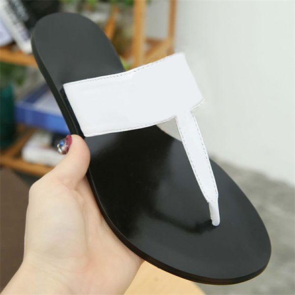 

designer slippers luxury leather flip flops slides metal chains summer sandals beach shoes fashion slippers with box sz 5 - 13 no3, Black