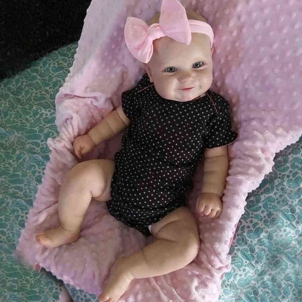 

silicone reborn baby simulation doll with hand-drawing hair newborn babies doll kids reborn toddler child play house game aa220325