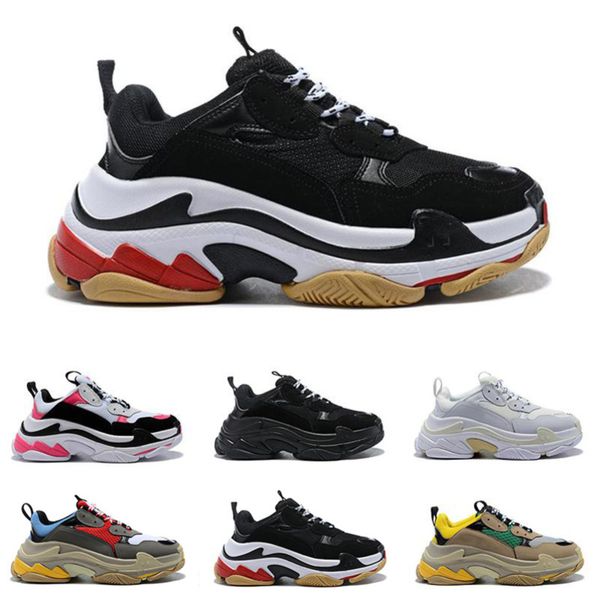 

men 2022 triple s 17fw women designer casual shoes platform sneakers black white grey red pink blue green light tan trainers sports jogging