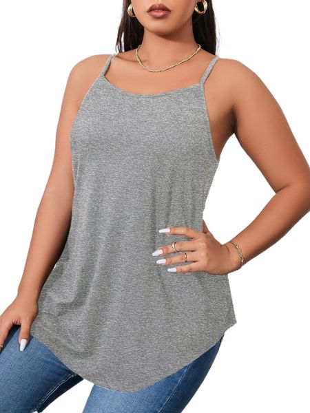 

plus solid cami x4cp#, Black