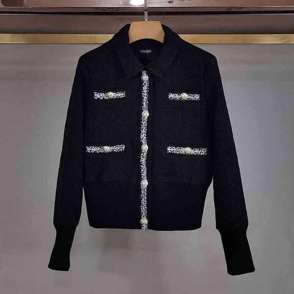 

men's jackets france's m family autumn and winter style tweed elastic waist closing short coat female, Black;brown