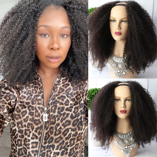 New Afro Kinky Curly V Part Part Human Hair Wigsss Finos Cabelos amigáveis ​​Hairs Coily Wigs For Women Sem Sair de U Peças