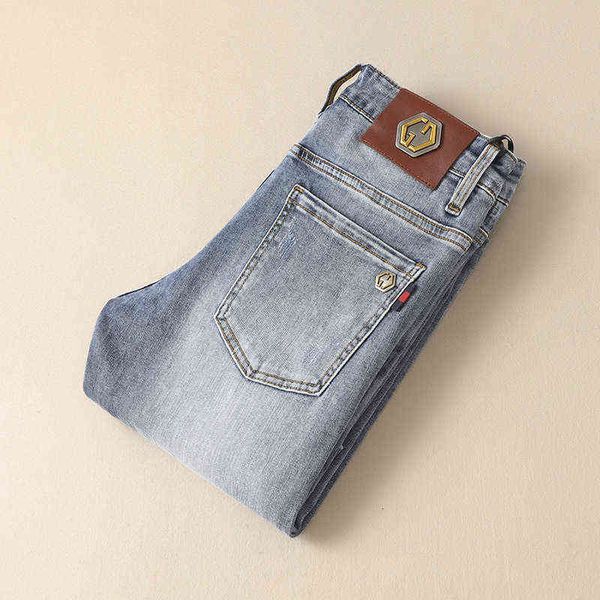 Бренда мода мужские джинсы светло -серый джинсовый весна и лето 2023 г.