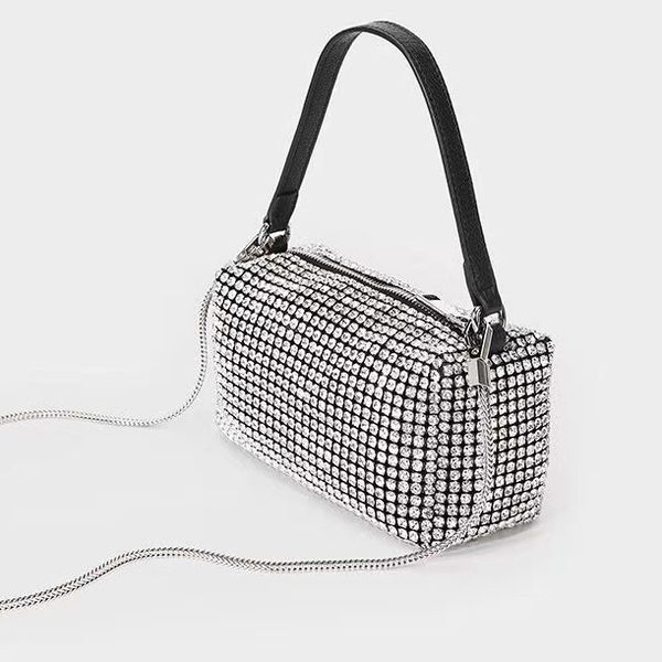 

diamond party bag totes bags lady luxury designer brand fashion shoulder handbags women chains phone bag wallet cross body, Red;black