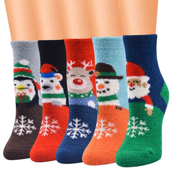 

christmas series ladies socks pairs christmas coral fleece santa socks christmas women socks l220714, Black;white