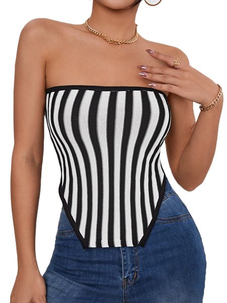

striped bandana hem tube x097#, White